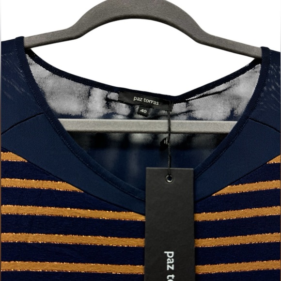 New! Paz Torras long sleeve stripped bodycon dress, European, size 40 (small) - Picture 4 of 7